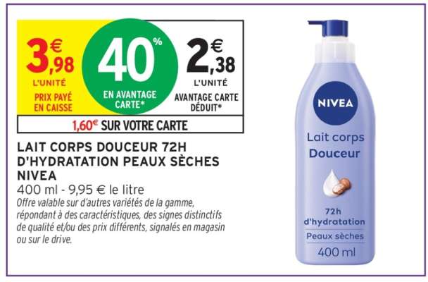 LAIT CORPS DOUCEUR 72H D'HYDRATATION PEAUX SÈCHES NIVEA