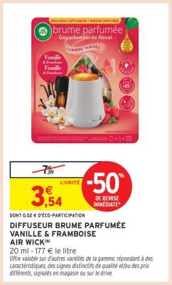 DIFFUSEUR BRUME PARFUMÉE VANILLE & FRAMBOISE AIR WICK