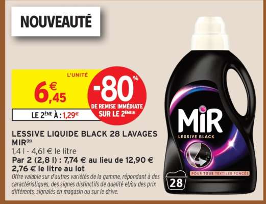 Lessive Liquide Black 28 Lavages MIR