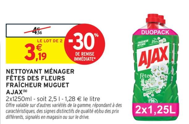 AJAX NETTOYANT MÉNAGER FÊTES DES FLEURS FRAICHEUR MUGUET