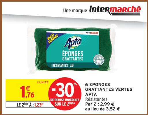 6 EPONGES GRATTANTES VERTES APTA