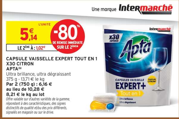 CAPSULE VAISSELLE EXPERT TOUT EN 1 X30 CITRON APTA