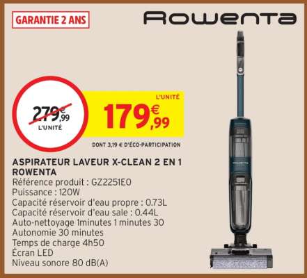 Aspirateur Laveur X-Clean 2 en 1 Rowenta