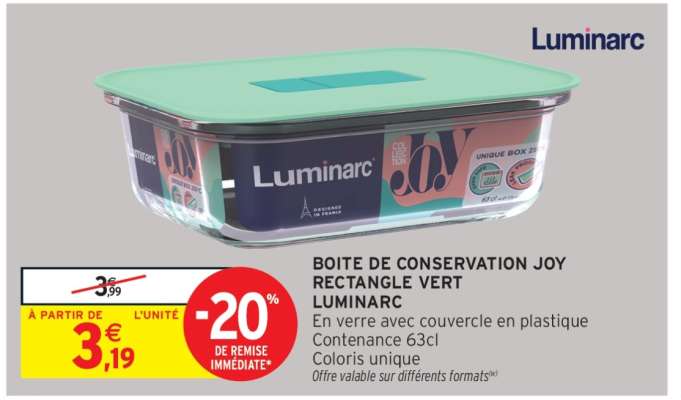 BOITE DE CONSERVATION JOY RECTANGLE VERT LUMINARC