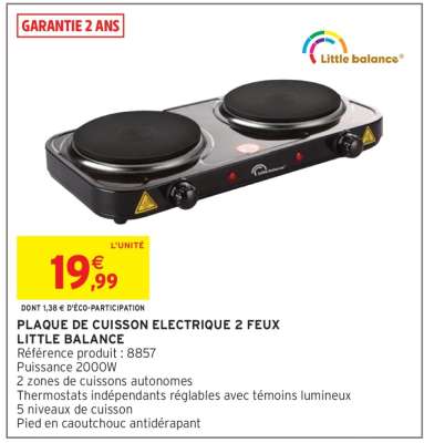 Plaque de cuisson électrique 2 feux Little Balance