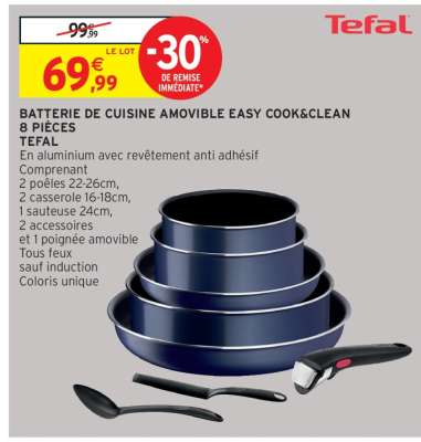 Batterie de Cuisine Amovible Easy Cook&Clean 8 Pièces