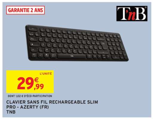 Clavier sans fil rechargeable Slim Pro - AZERTY (FR)
