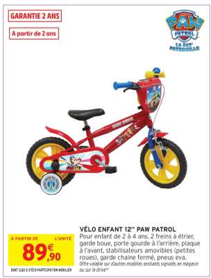 VÉLO ENFANT 12" PAW PATROL