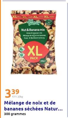 Mélange de noix et de bananes séchées Natur...