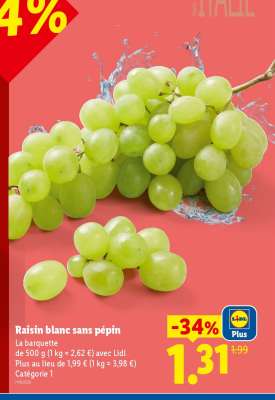 Raisin blanc sans pépin