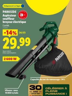 PARKSIDE Aspirateur souffleur broyeur électrique