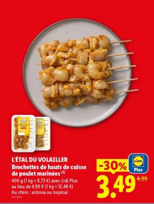 L'ÉTAL DU VOLAILLER Brochettes de hauts de cuisse de poulet marinées
