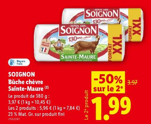SOIGNON Bûche chèvre Sainte-Maure
