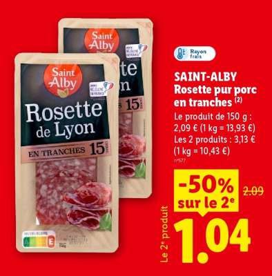 SAINT ALBY Rosette pur porc en tranches