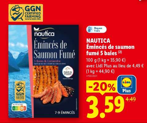NAUTICA Émincés de saumon fumé 5 baies