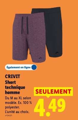 CRIVIT Short technique homme