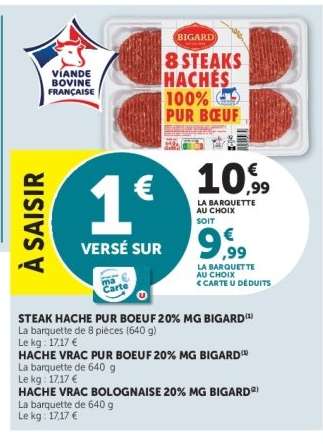 STEAK HACHE PUR BOEUF 20% MG BIGARD