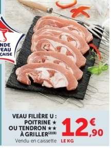 Veau Filière U : Poitrine ou Tendron à Griller
