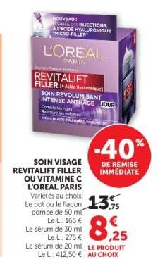 Soin Visage Revitalift Filler ou Vitamine C L'Oréal Paris