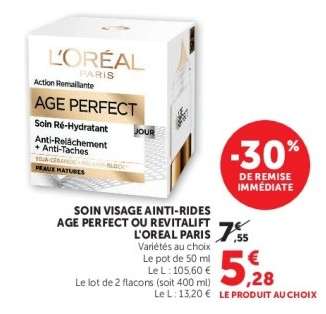 Soin Visage Anti-Rides Age Perfect ou Revitalift L'Oréal Paris