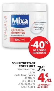 Soin Hydratant Corps Mixa