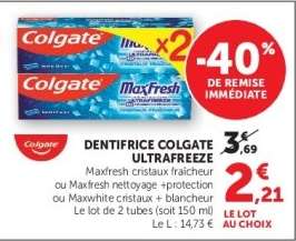 Dentifrice Colgate Ultrafreeze