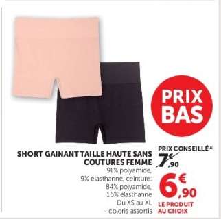 Short gainant taille haute sans coutures femme