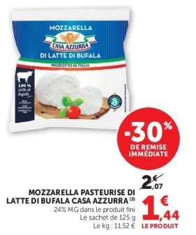 MOZZARELLA PASTEURISÉE DI LATTE DI BUFALA CASA AZZURRA
