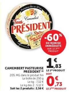 Camembert Pasteurisé Président