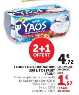 Yaourt Grecque Nature sur Lit de Fruit YAOS