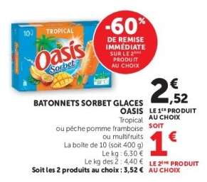 Bâtonnets Sorbet Glaces Oasis