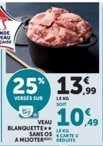 Veau : blanquette*/** sans os à mijoter