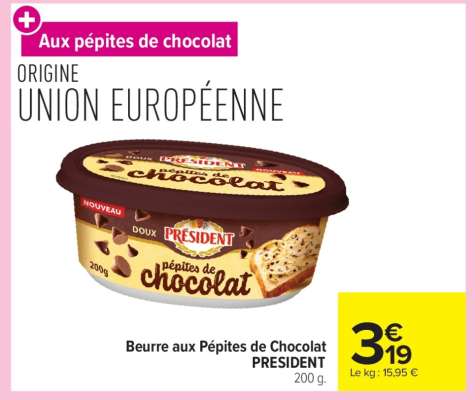 Beurre aux Pépites de Chocolat PRESIDENT