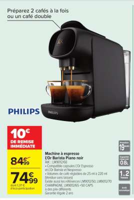 Machine à espresso L'Or Barista Piano noir