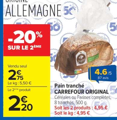 Pain tranché CARREFOUR ORIGINAL