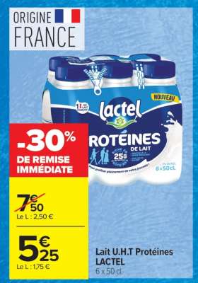 Lait U.H.T Protéines* LACTEL