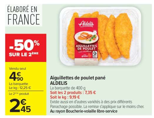 Aiguillettes de poulet pané ALDELIS