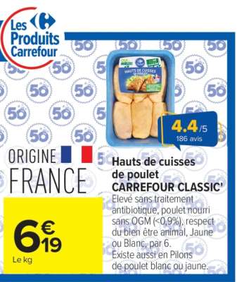 Hauts de cuisses de poulet CARREFOUR CLASSIC'