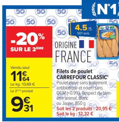 Filets de Poulet CARREFOUR CLASSIC'