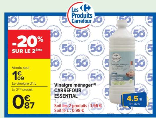 Vinaigre ménager CARREFOUR ESSENTIAL