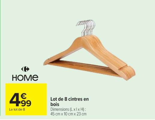 LOT DE 8 CINTRES EN BOIS