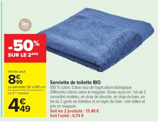 Serviette de toilette BIO