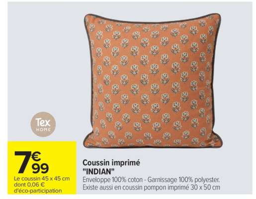 Coussin imprimé "INDIAN"