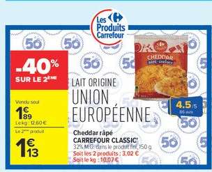 Cheddar râpé CARREFOUR CLASSIC'