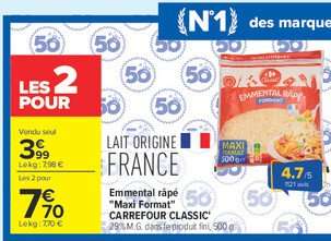Emmental râpé "Maxi Format" CARREFOUR CLASSIC