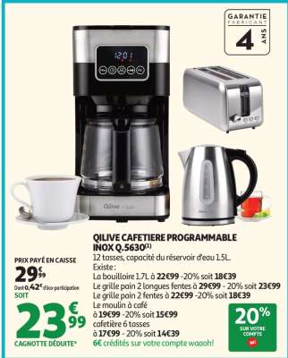 Qilive Cafetière Programmable Inox Q.5630