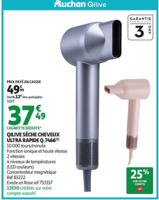QLIVE SÈCHE CHEVEUX ULTRA RAPIDE Q.7466