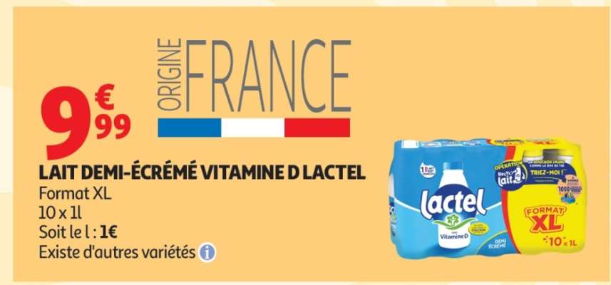 Lait Demi-Écrémé Vitamine D Lactel