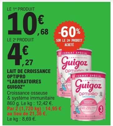 LAIT DE CROISSANCE OPTIPRO 'LABORATOIRES GUIGOZ'