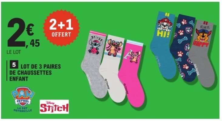 Lot de 3 paires de chaussettes enfant